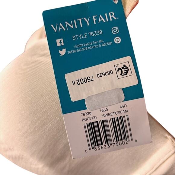 Vanity Fair 44D Illumination Zone Support Underwire Bra 76338 Sweet Cream NWT - Picture 4 of 5